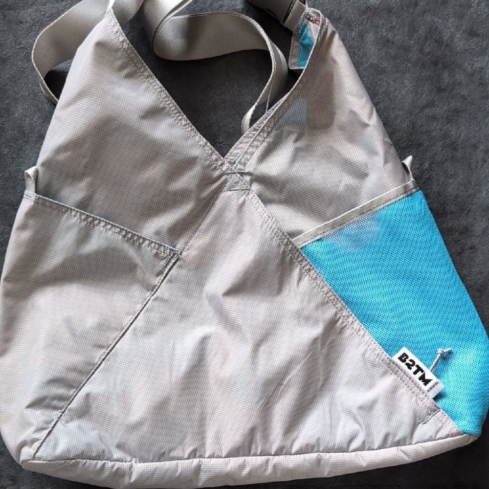 Baboon To The Moon Gray and Blue Triangle Bag
